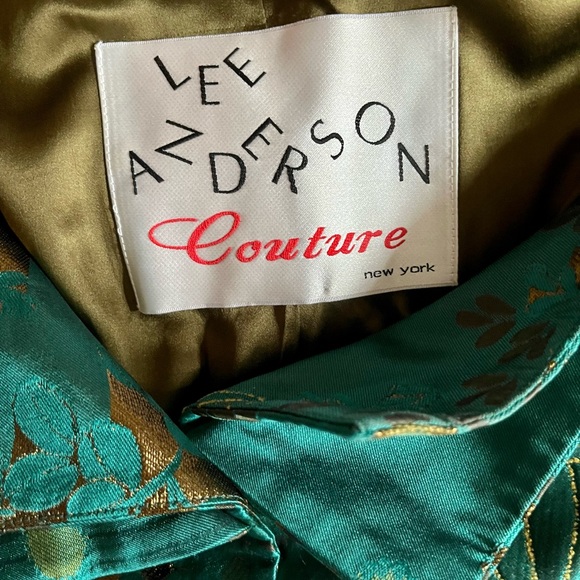 Lee Anderson Couture Two-Piece Floral Silk Brocade Skirt & Top Set - Picture 4 of 7